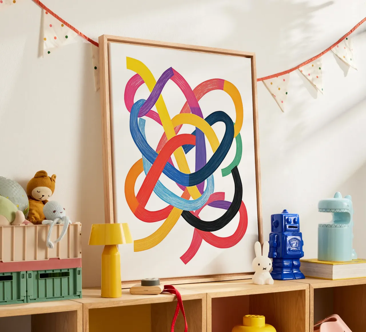 Verwarde regenboog | chaos en harmonie canvas met Baklijst van Autofocus
