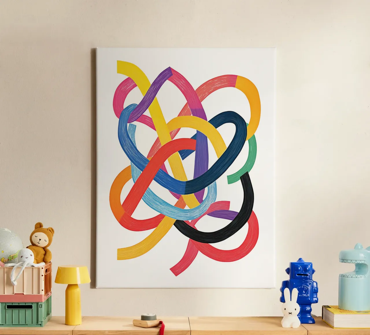 Verwarde regenboog | chaos en harmonie canvas met Baklijst van Autofocus