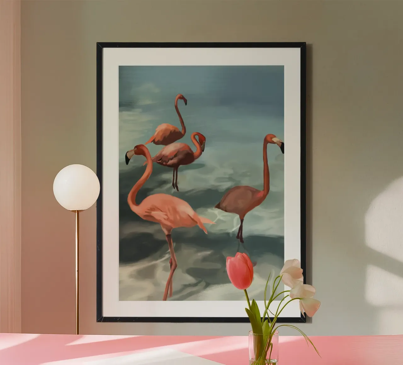 Flamingos poster van Verse