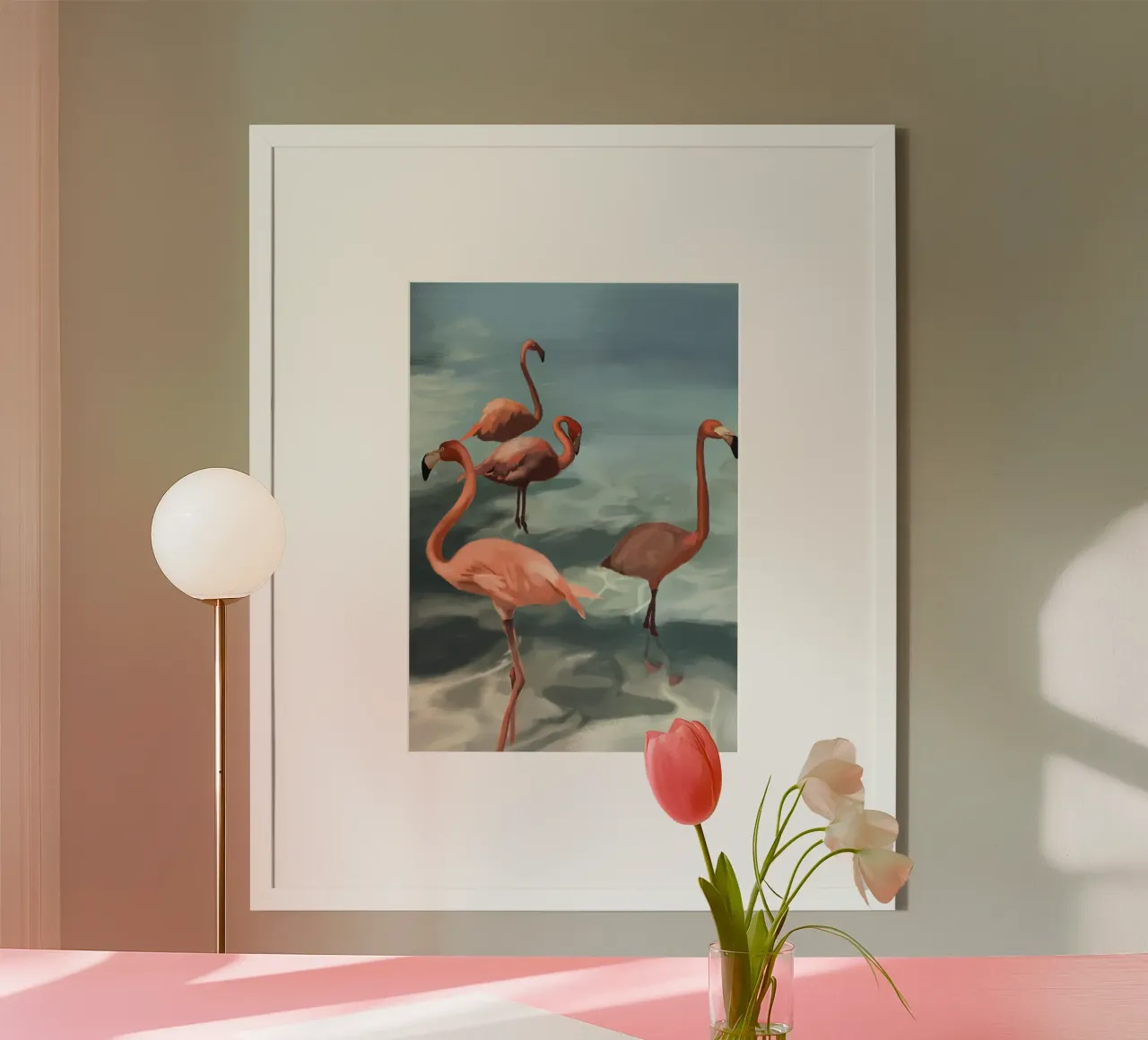 Flamingos poster van Verse
