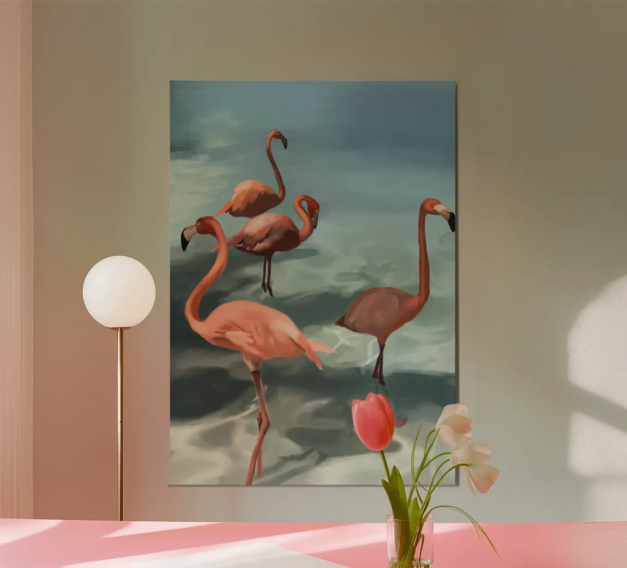 Flamingos poster van Verse