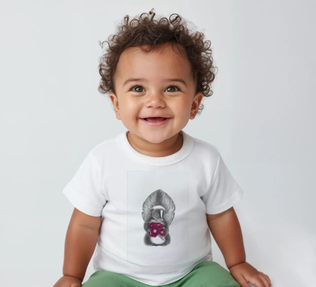 Scruffles Wigglebottom Skunk camiseta de bebé de Le Canot Rouge