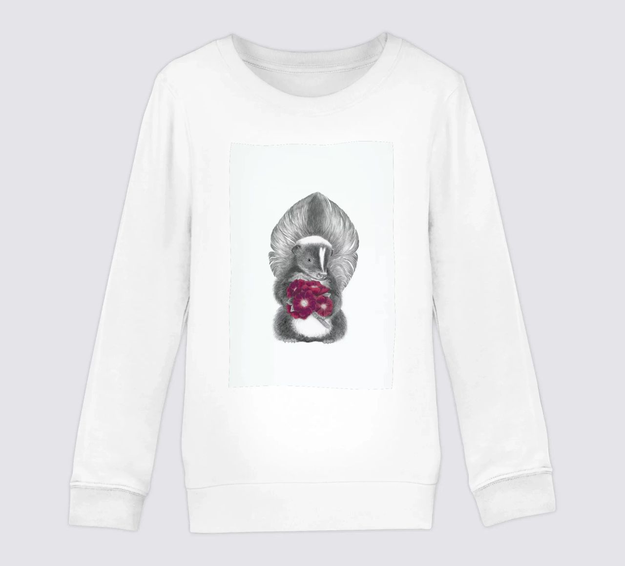 Scruffles Wigglebottom Skunk felpa bambino da Le Canot Rouge