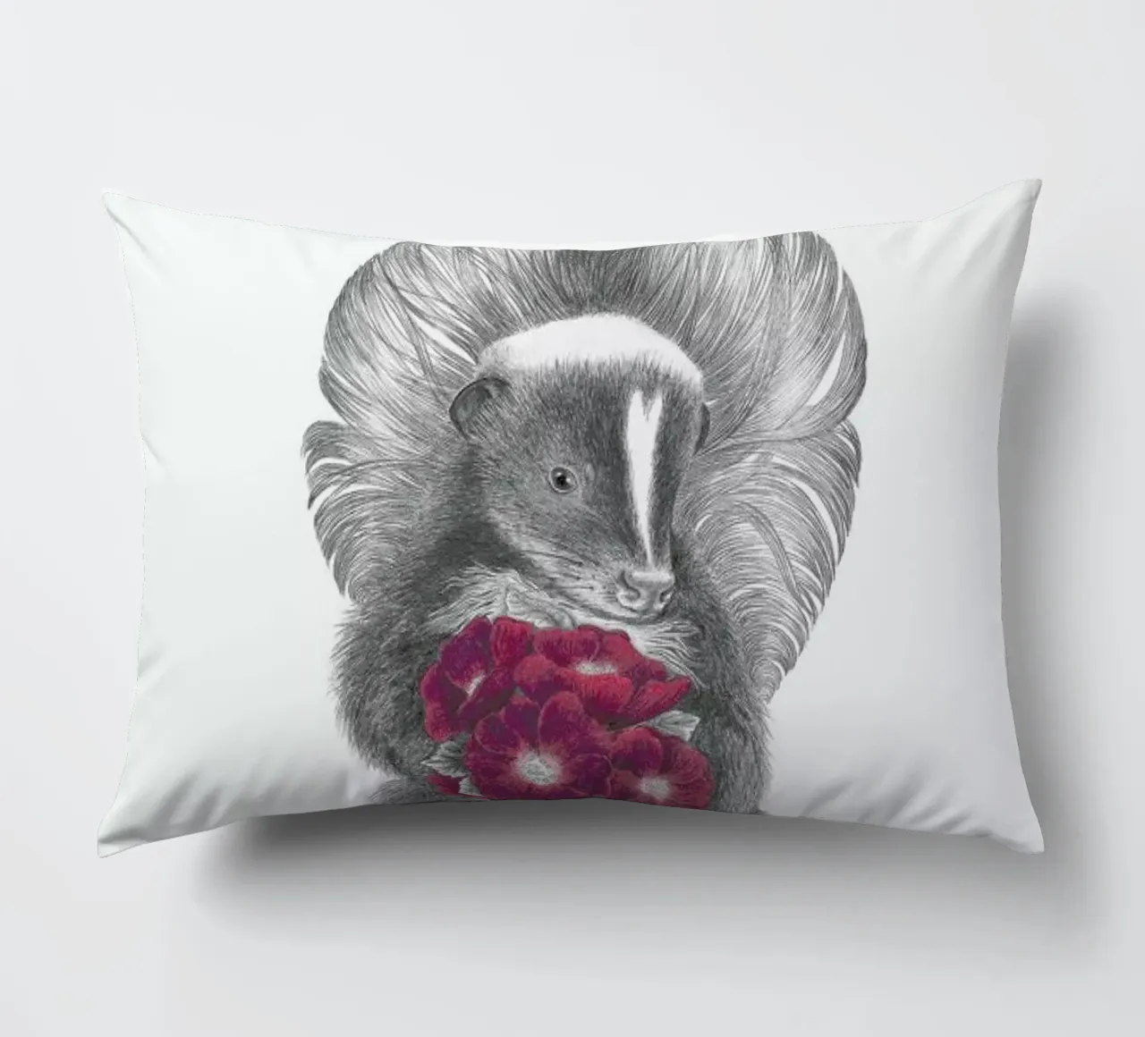 Scruffles Wigglebottom Skunk decorative cushion by Le Canot Rouge
