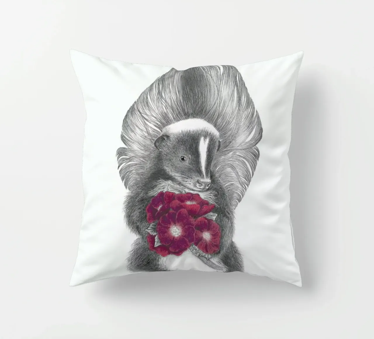 Scruffles Wigglebottom Skunk decorative cushion by Le Canot Rouge