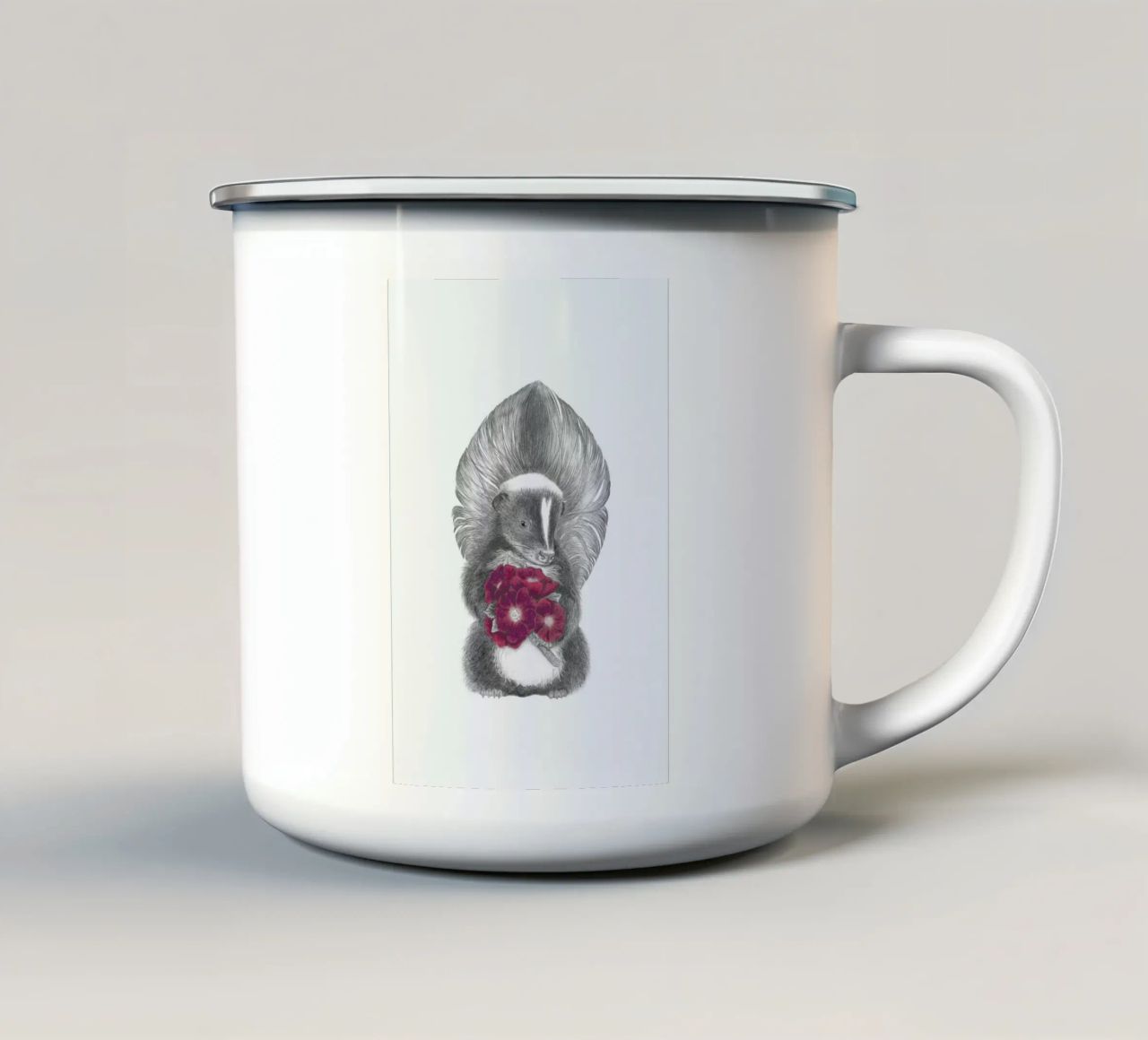 Scruffles Wigglebottom Skunk tazza in smalto da Le Canot Rouge