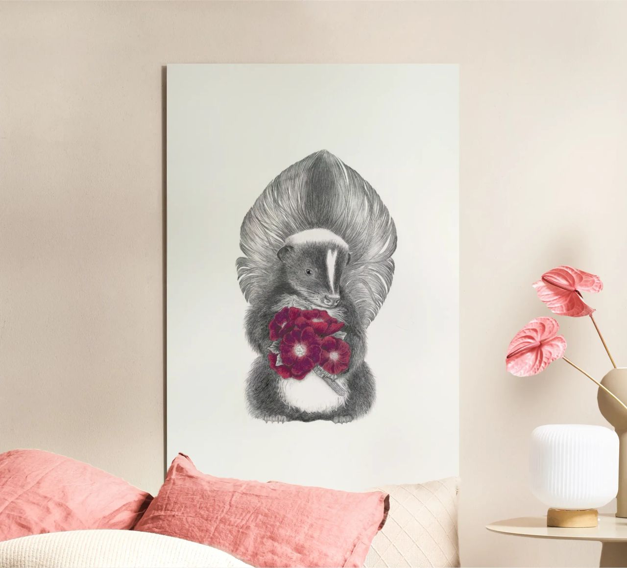 Scruffles Wigglebottom Skunk alluminio dibond da Le Canot Rouge
