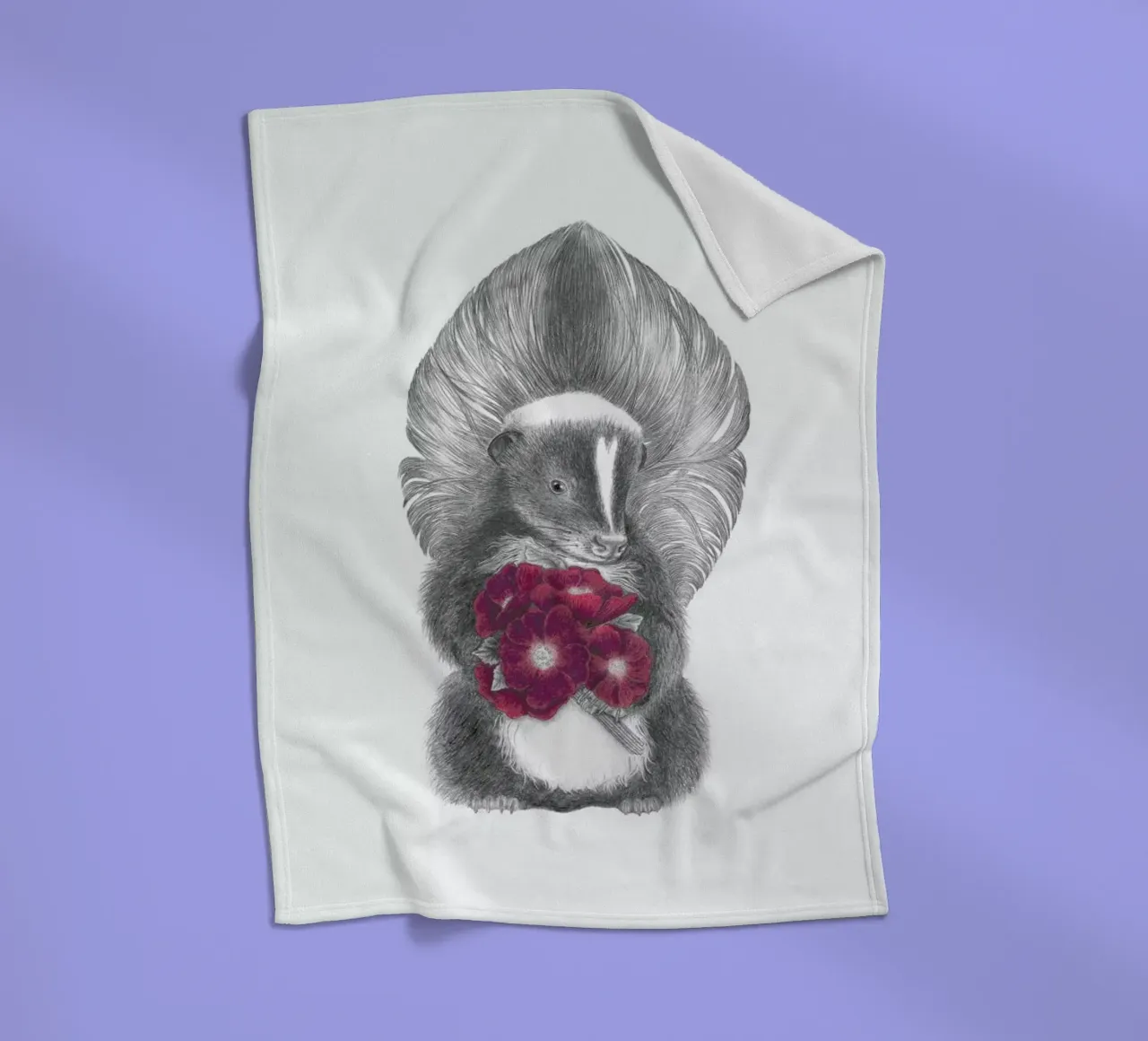 Scruffles Wigglebottom Skunk coperta in pile da Le Canot Rouge