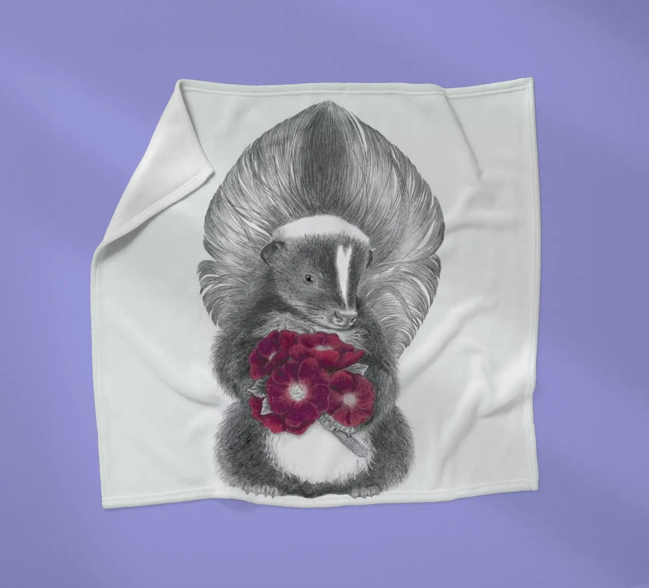 Scruffles Wigglebottom Skunk coperta in pile da Le Canot Rouge