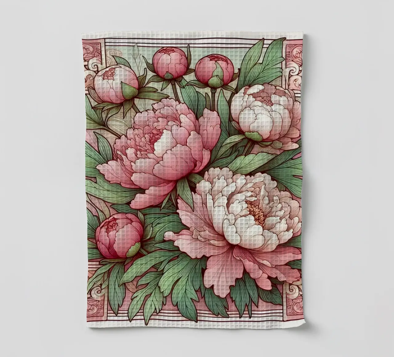 Peonies in pink canovaccio da cucina da Art-Nouveau-Dsg