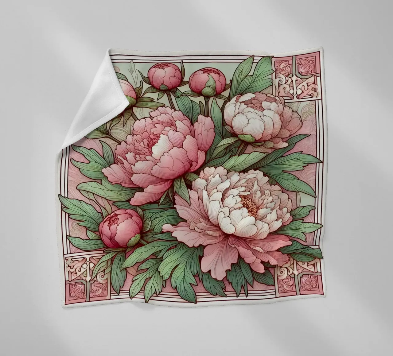 Peonies in pink coperta in pile da Art-Nouveau-Dsg