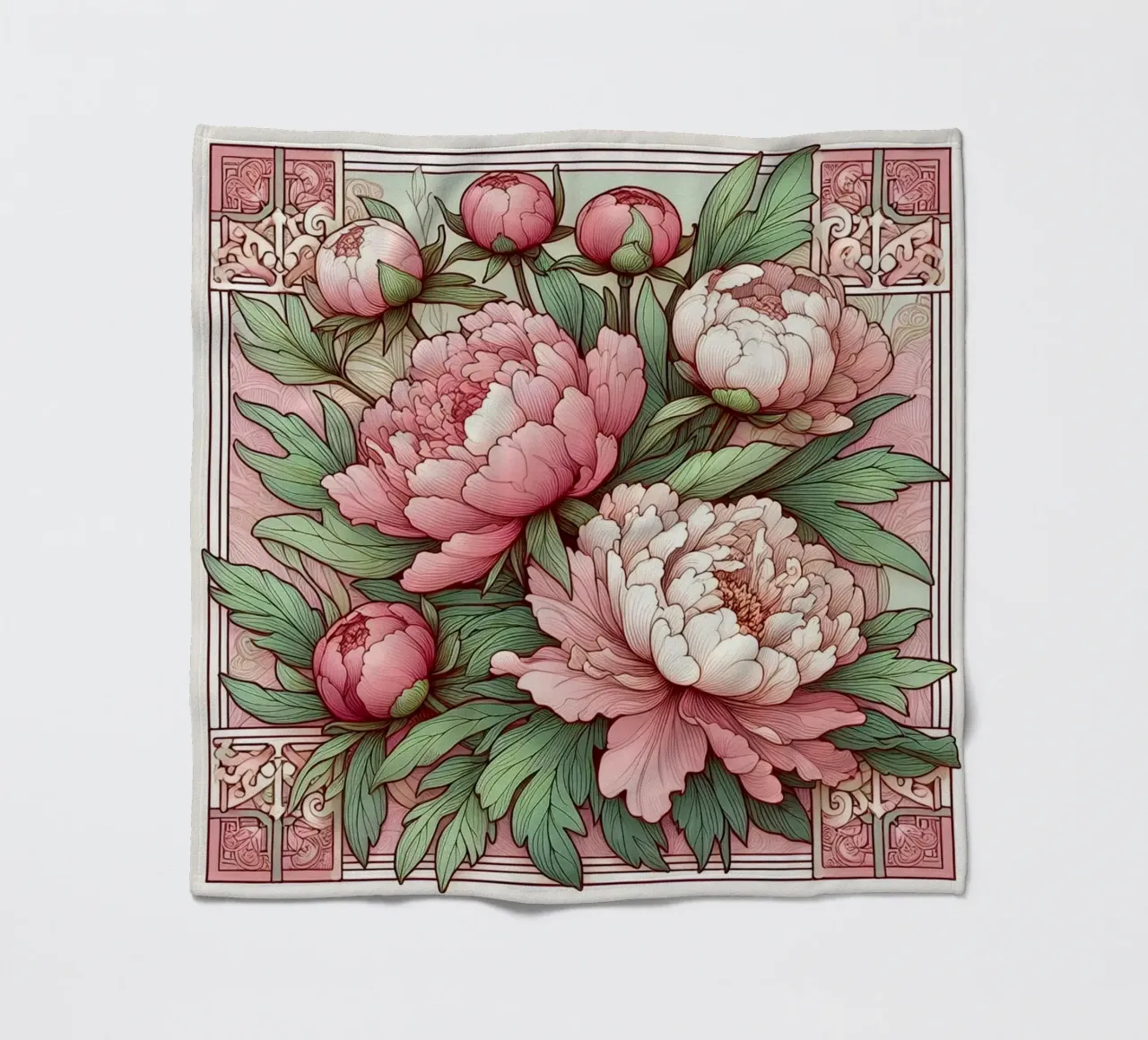 Peonies in pink coperta in pile da Art-Nouveau-Dsg