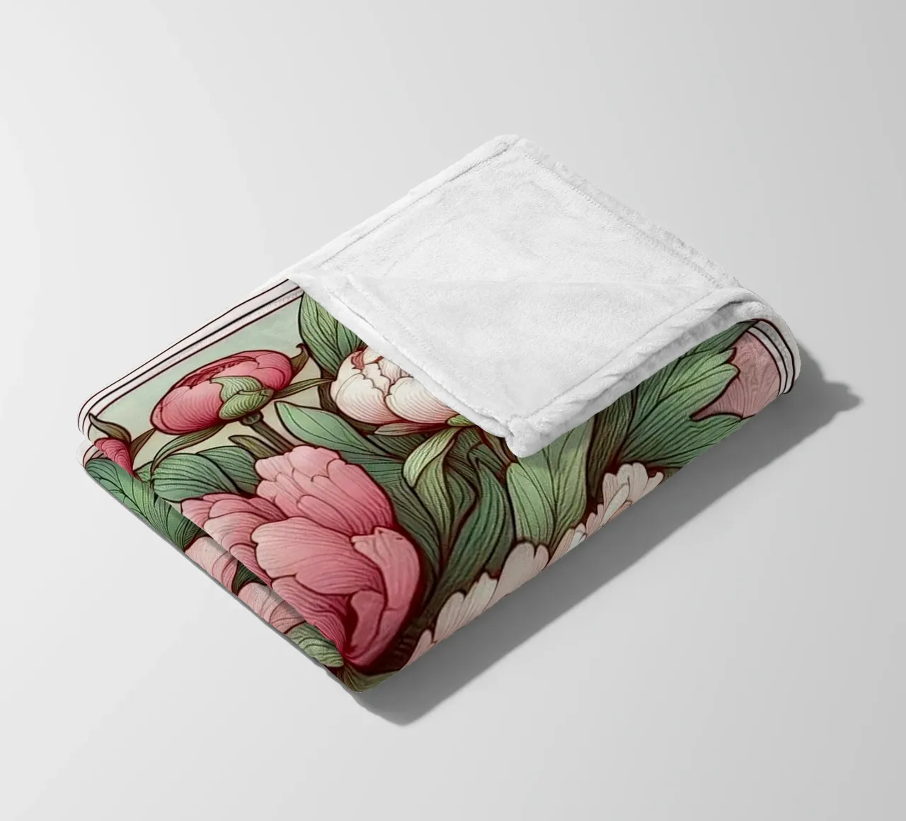 Peonies in pink coperta in pile da Art-Nouveau-Dsg