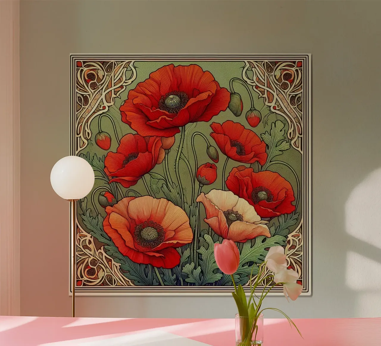 Poppies carta hahnemühle da Art-Nouveau-Dsg