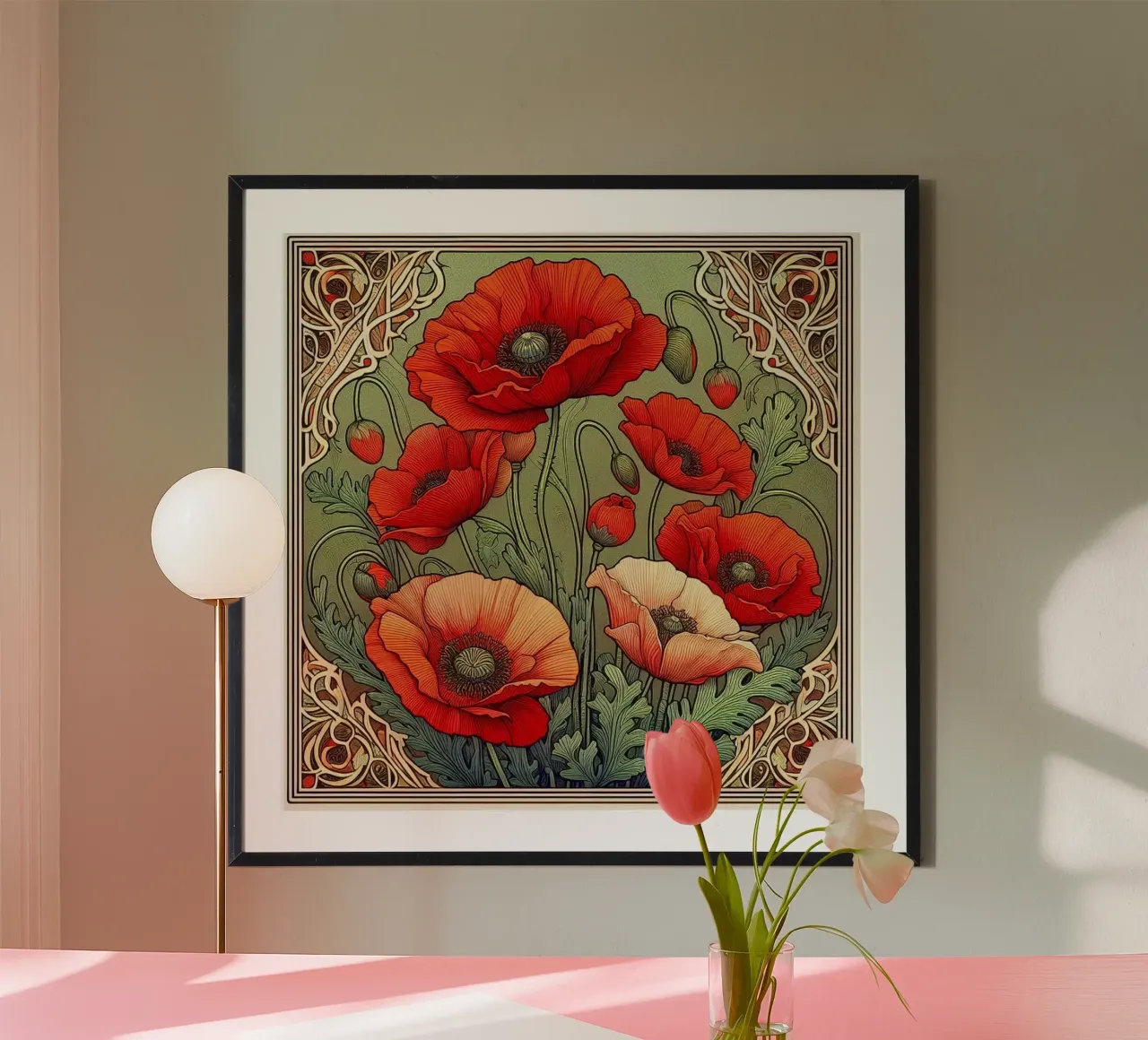 Poppies carta hahnemühle da Art-Nouveau-Dsg