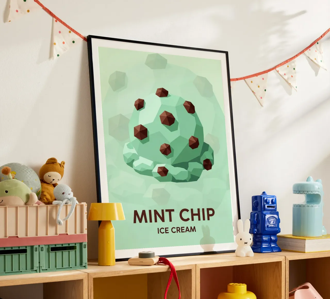 Mint Chocolate Chip poster van FlatPrint Studio