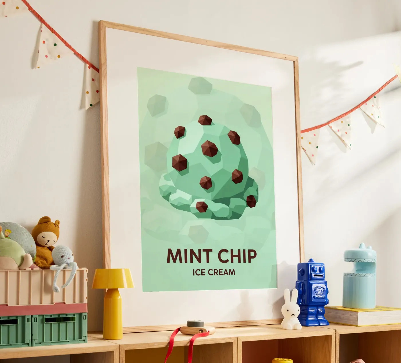 Muntchocoladechip poster van FlatPrint Studio