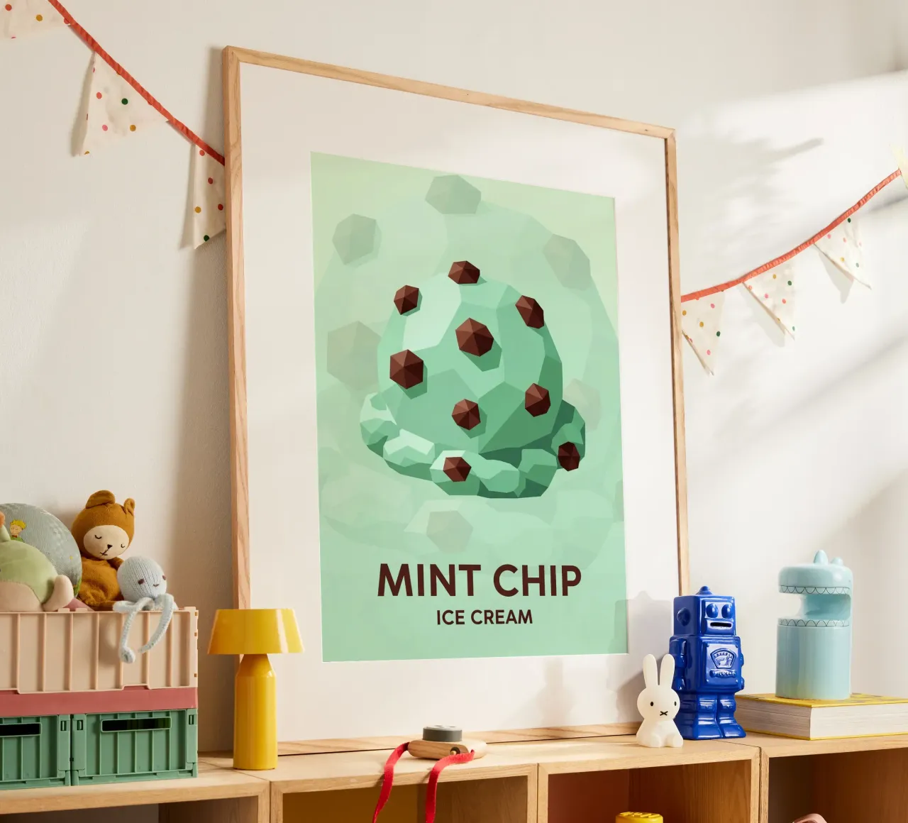 Mint Chocolate Chip poster van FlatPrint Studio