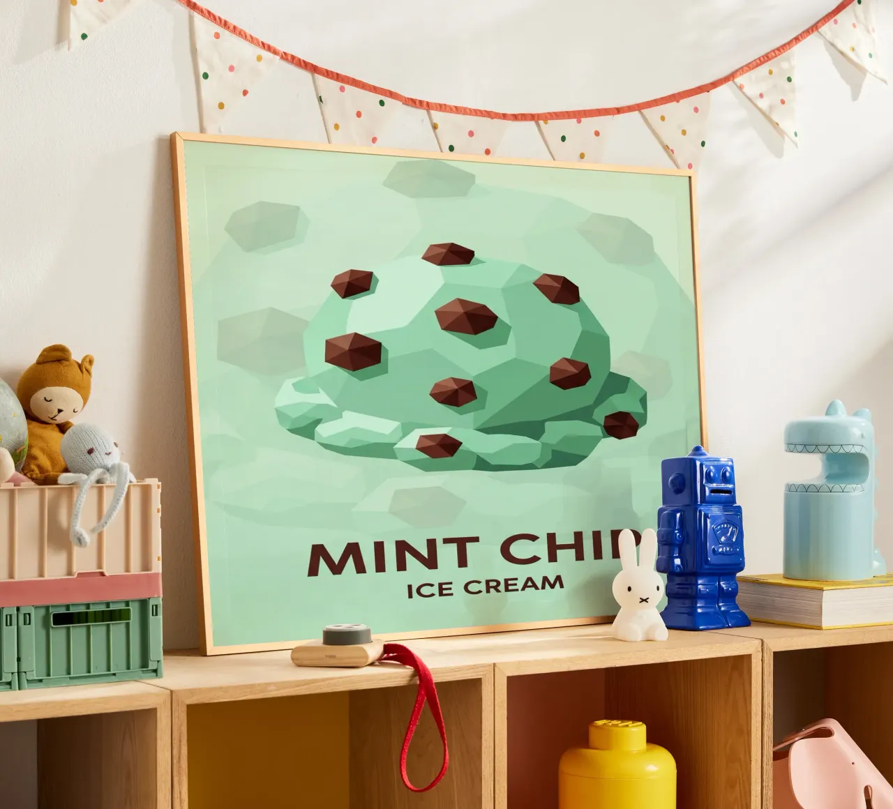 Mint Chocolate Chip poster van FlatPrint Studio