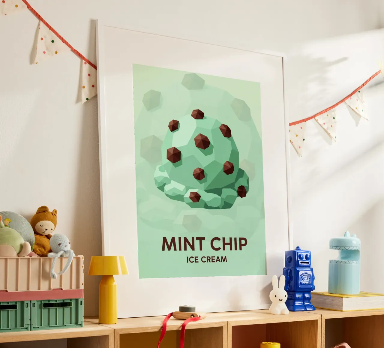 Mint Chocolate Chip poster van FlatPrint Studio