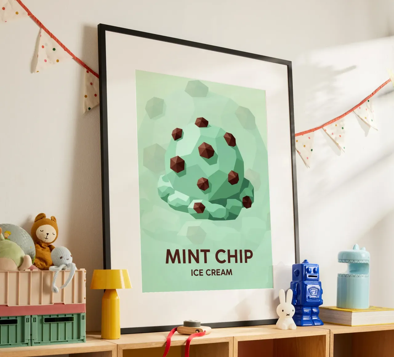 Mint Chocolate Chip poster van FlatPrint Studio