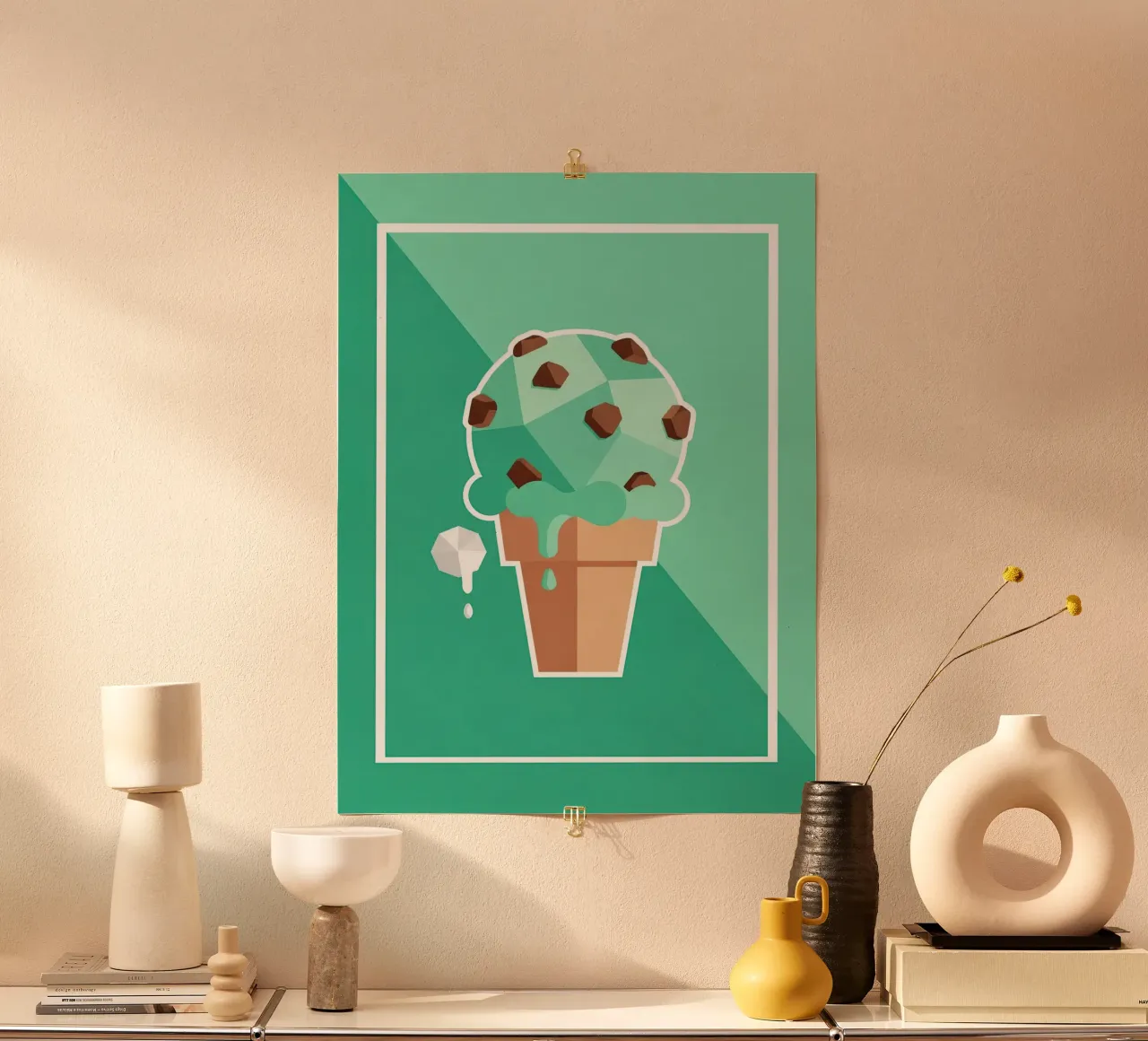 Muntchocoladechip poster van FlatPrint Studio