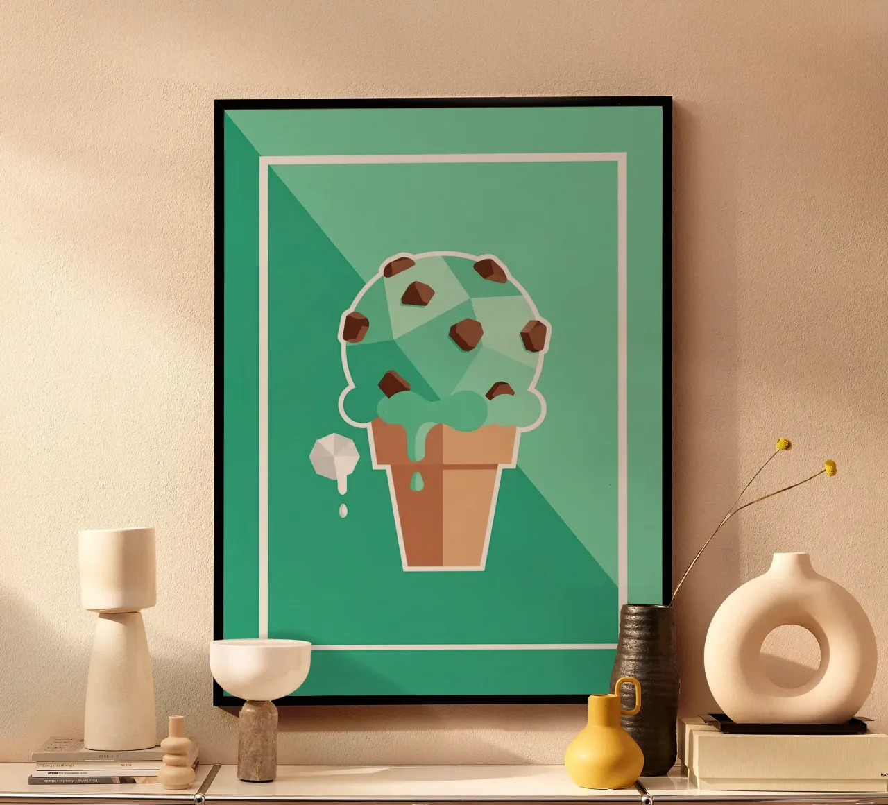 Muntchocoladechip poster van FlatPrint Studio