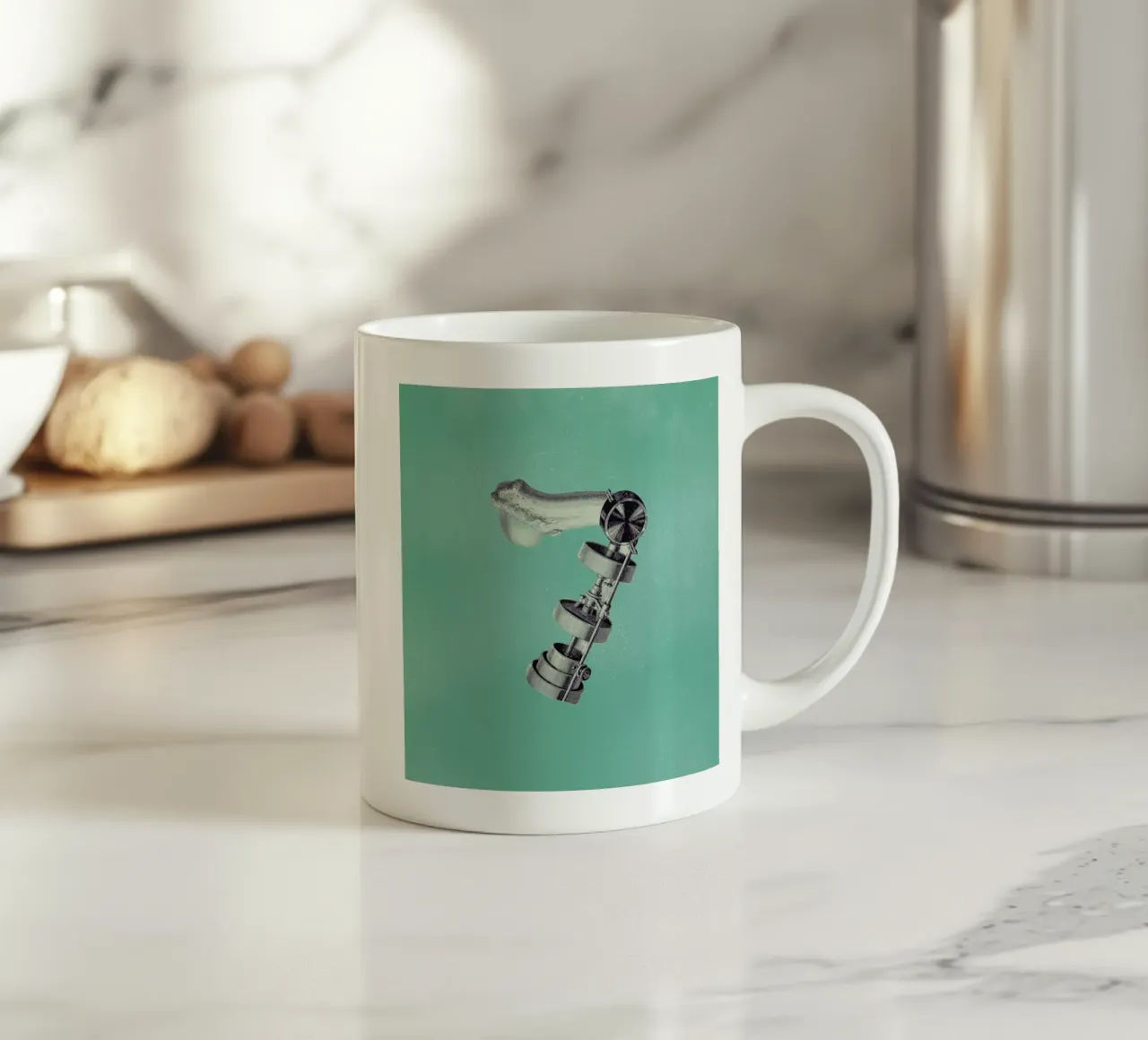 Steampunk Alphabet Number 7 Keramik Tasse von Birgit Palma