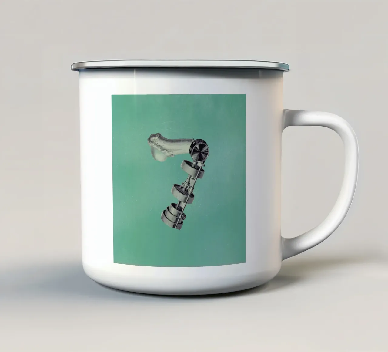 Steampunk Alphabet Number 7 Emaille Tasse von Birgit Palma