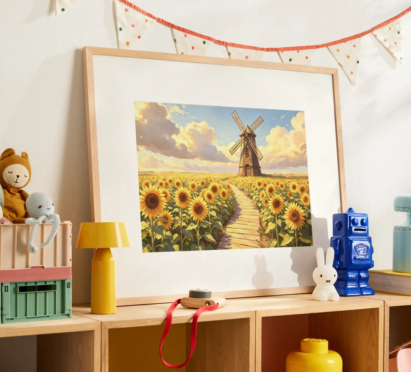 CAMPI DI GIRASOLI CON MUOLO A VENTO poster da ARTOMATIC