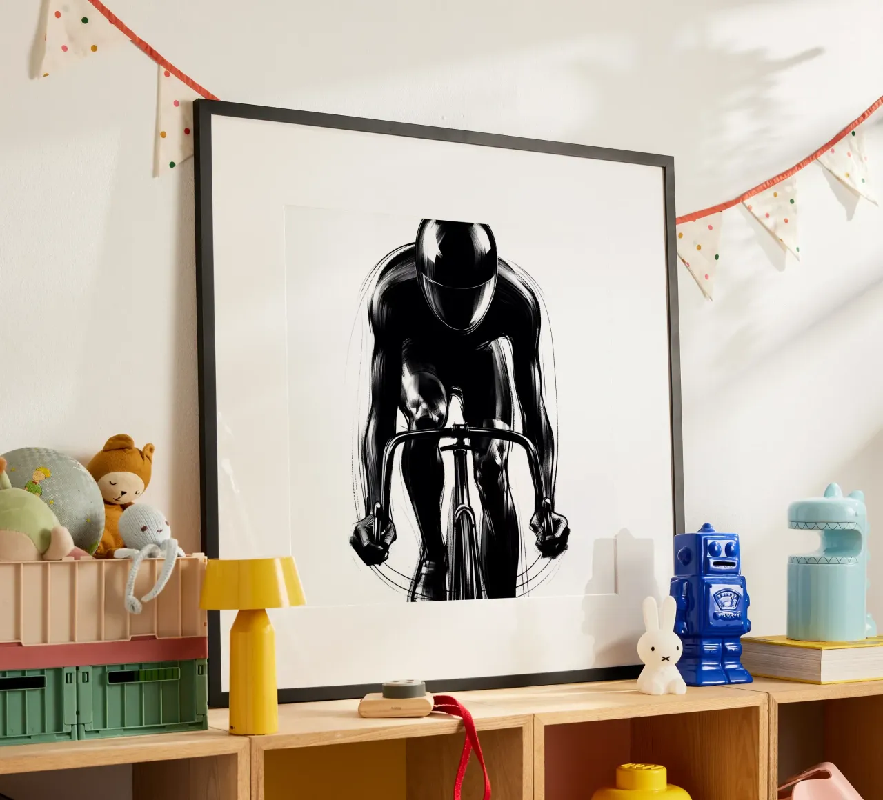 FAHRRAD-PEDAL Poster mit Holzrahmen von ARTOMATIC