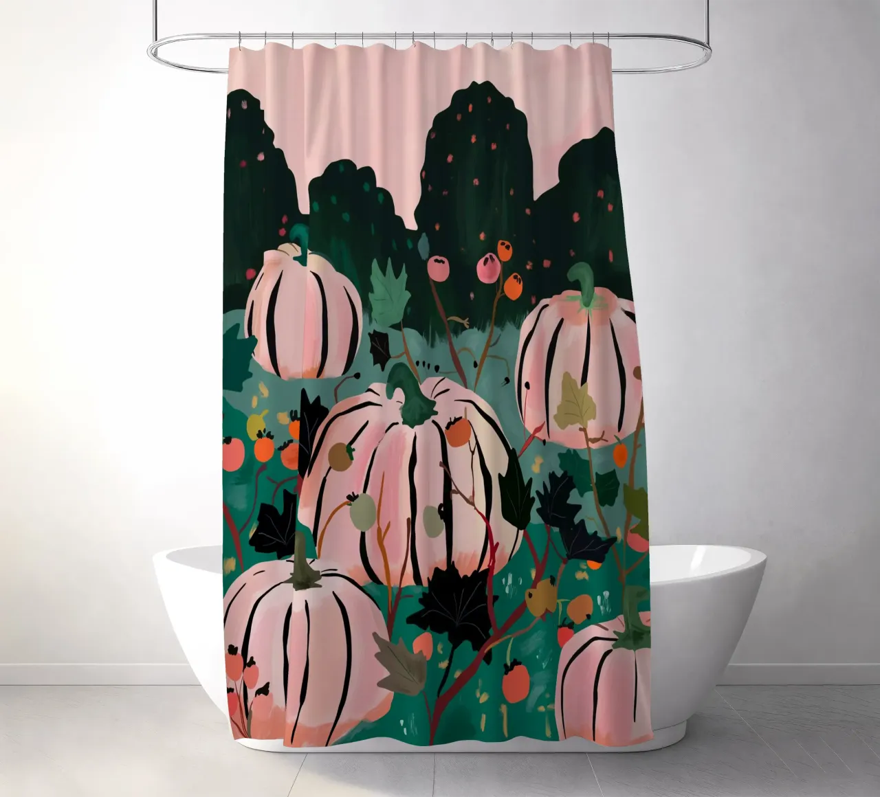 Pumpkin Patch shower curtain by ArtsySesta