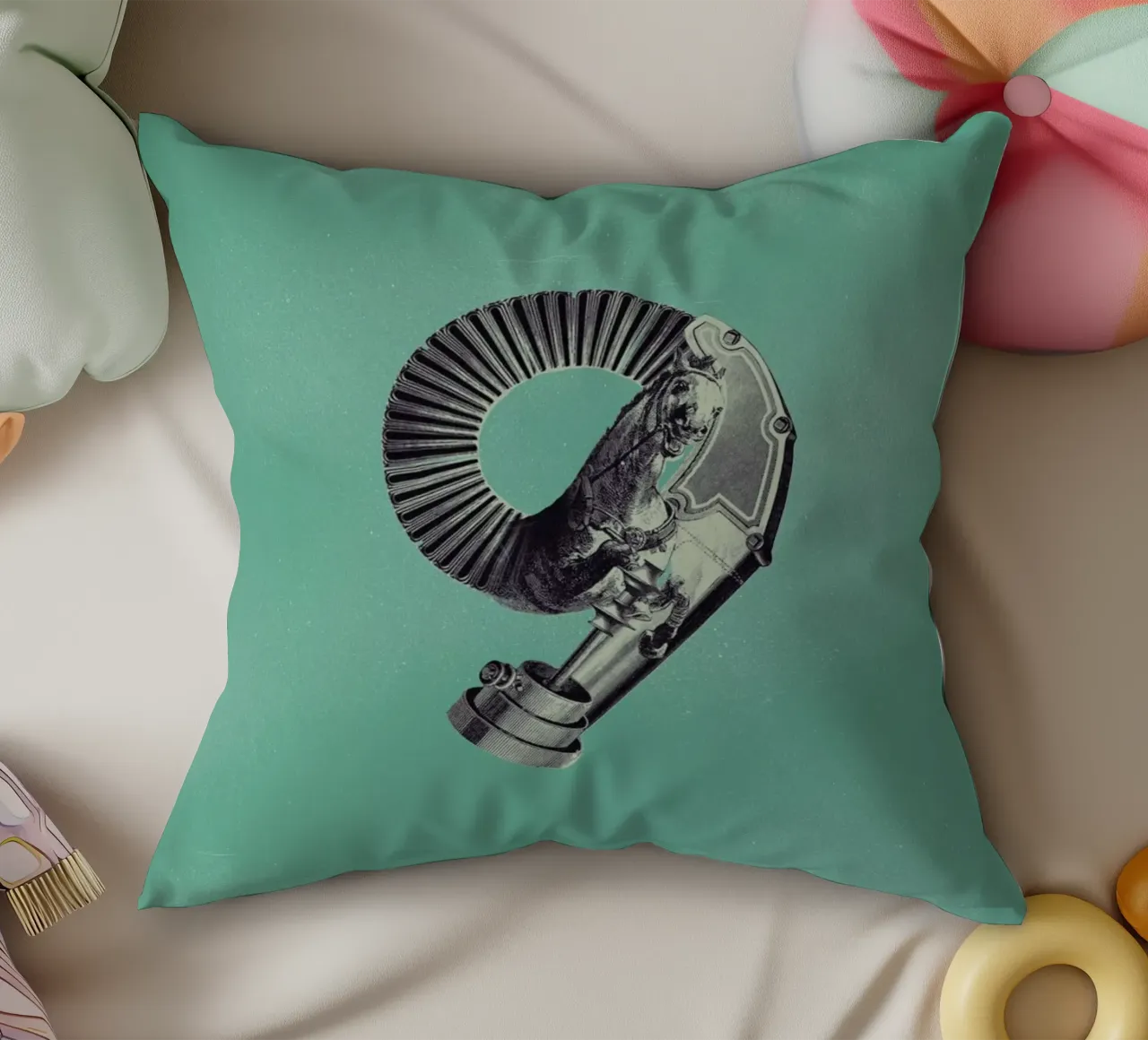 Steampunk Alphabet Number 9 cuscino da Birgit Palma