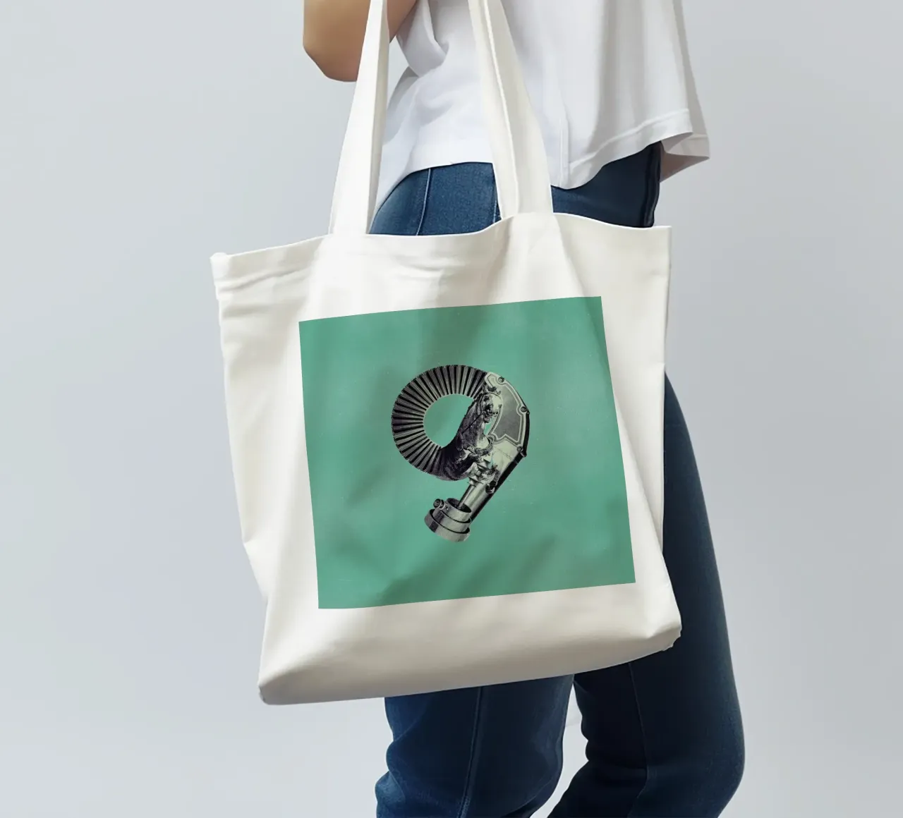 Steampunk Alphabet Number 9 borsa in juta da Birgit Palma