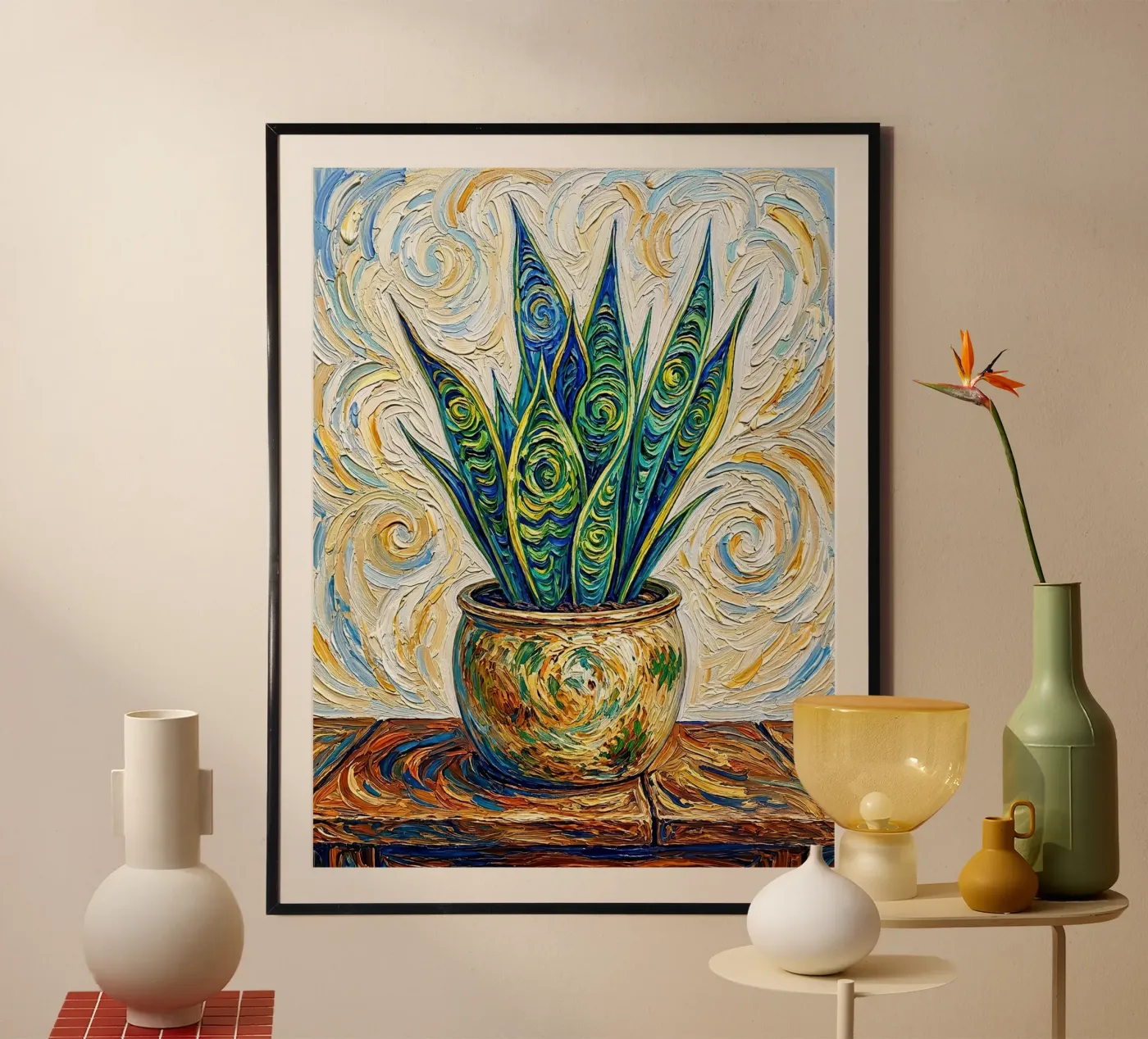 Pianta serpente a spirale poster da FlatPrint Studio