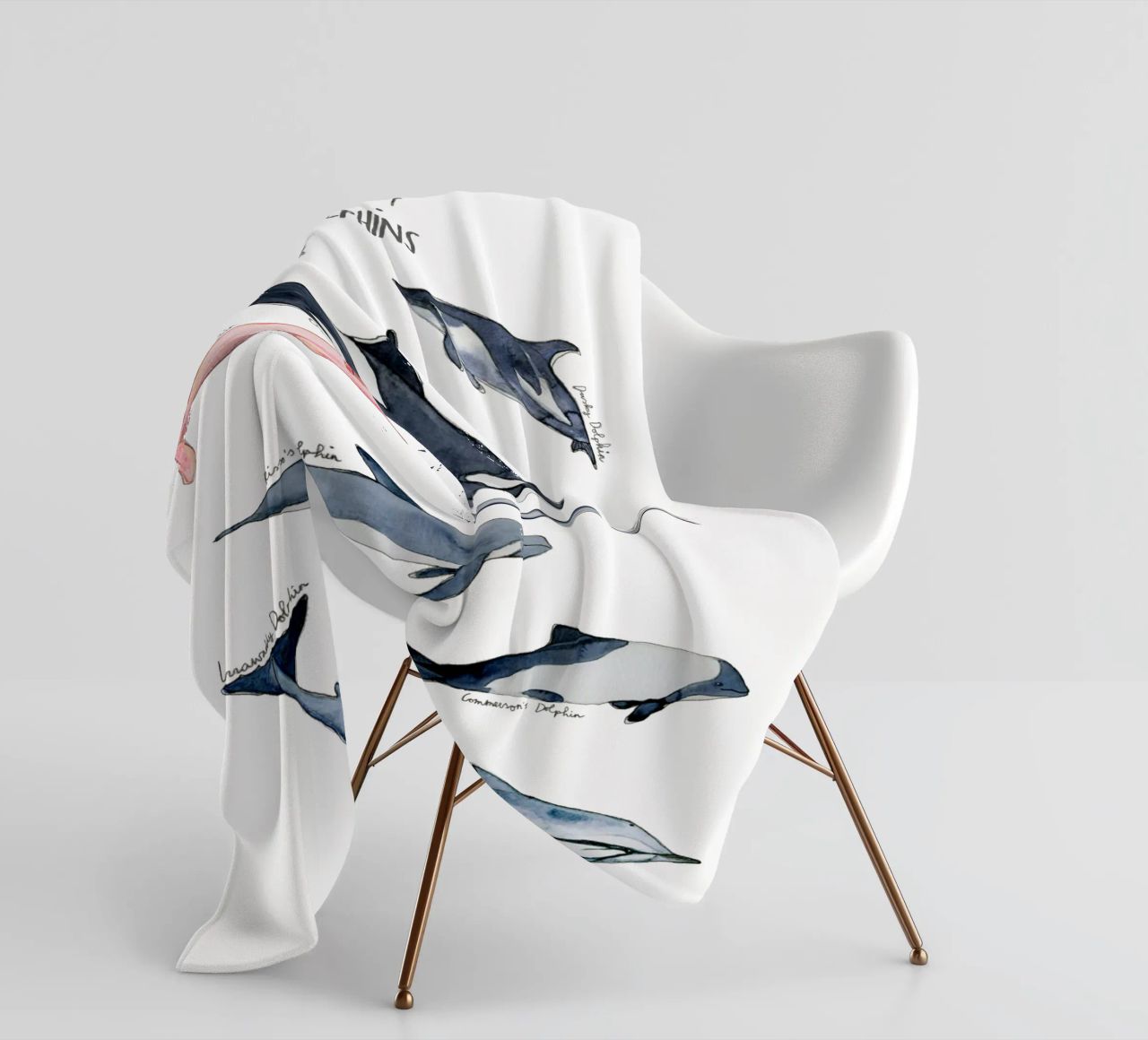 Tipi disegnati a mano di delfini in acquerello: design giocoso coperta in pile da Studio Patruschka