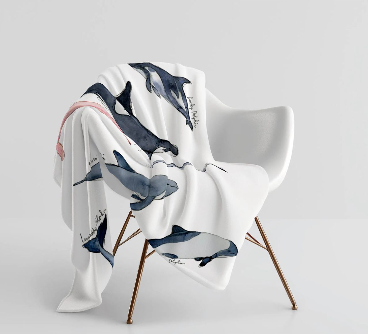 Tipi disegnati a mano di delfini in acquerello: design giocoso coperta in pile da Studio Patruschka