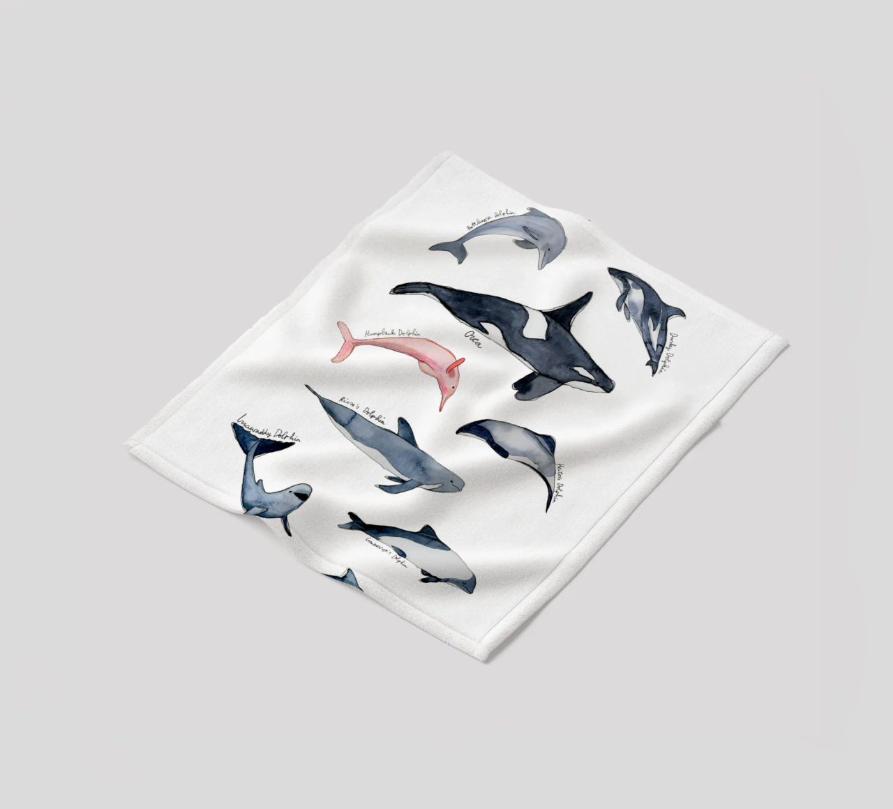 Tipi disegnati a mano di delfini in acquerello: design giocoso coperta in pile da Studio Patruschka
