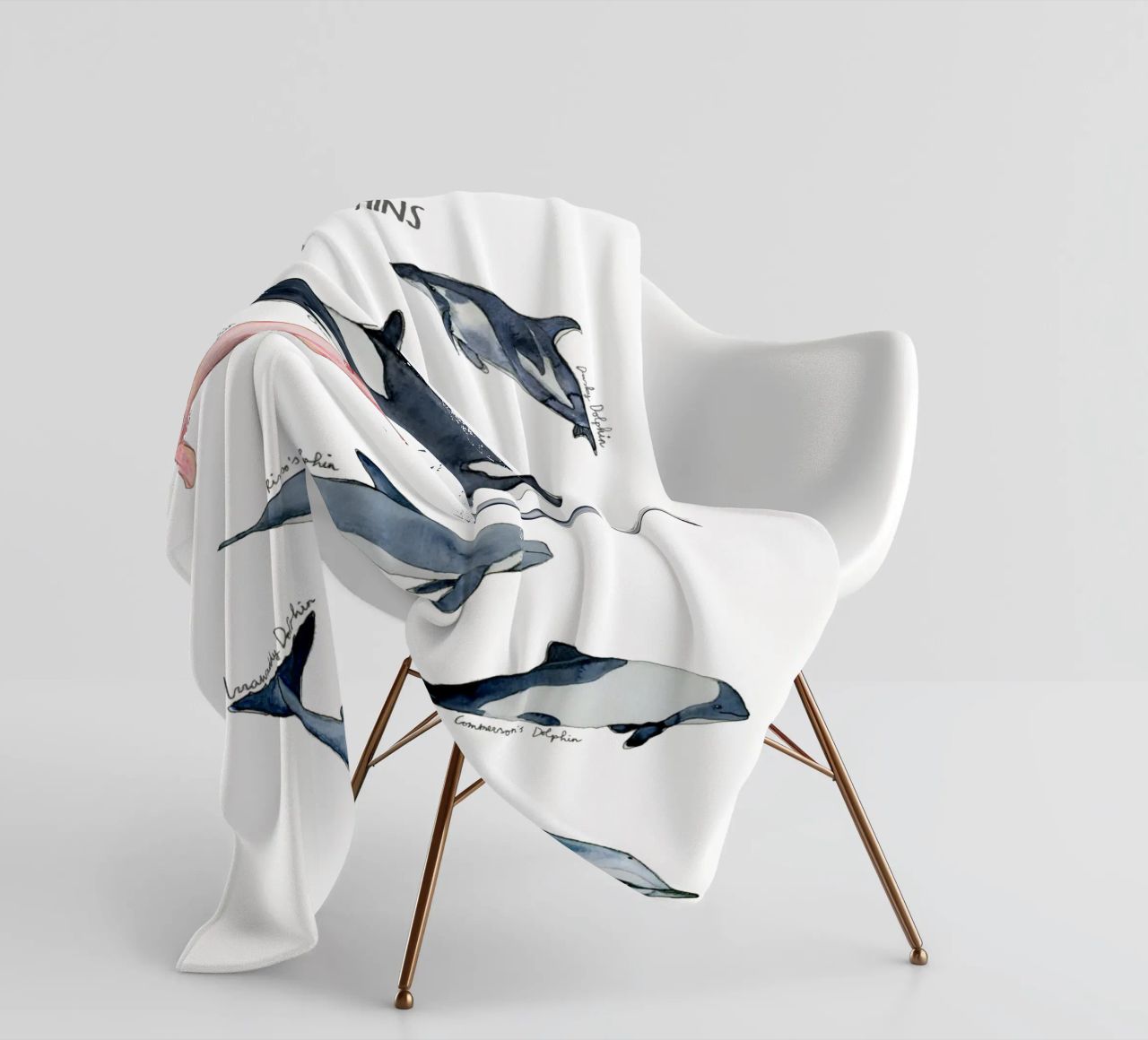 Tipi disegnati a mano di delfini in acquerello: design giocoso coperta in pile da Studio Patruschka