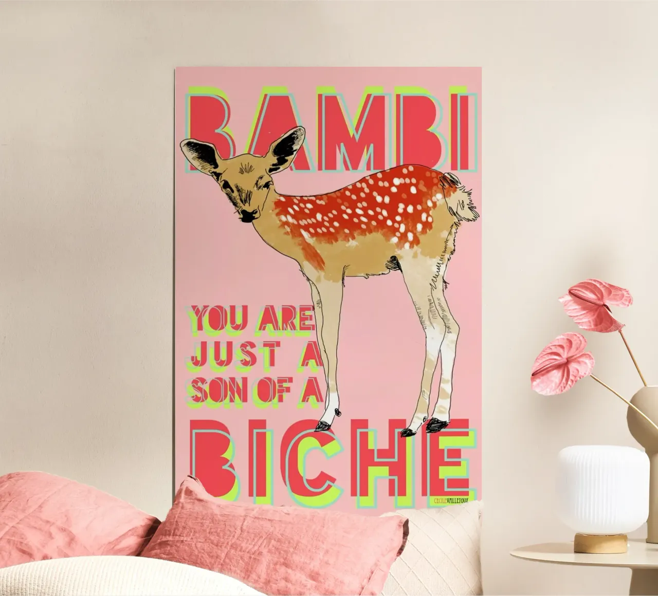 Bambi poster con telaio in alluminio da La Belette Rose