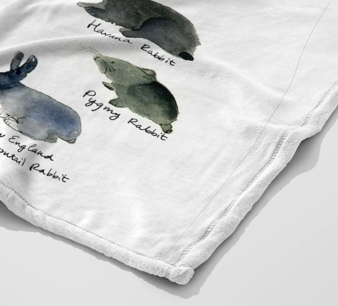 Razze di conigli disegnate a mano in acquerello: coniglietto giocoso e carino coperta in pile da Studio Patruschka
