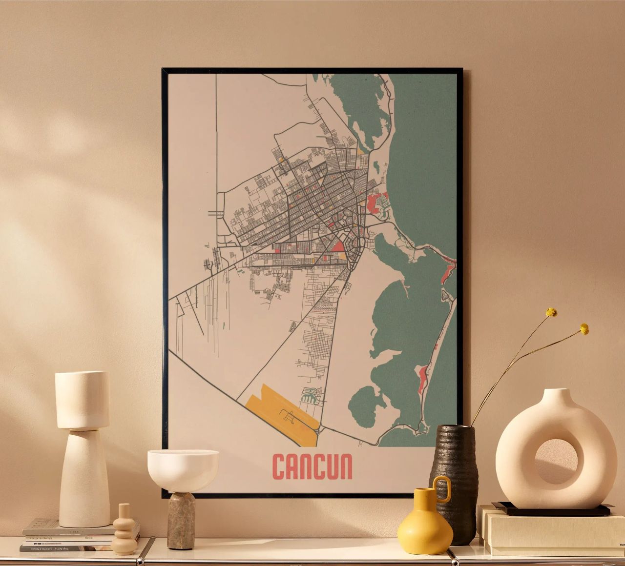 Mapa de Cancún - Impresión de Arte | FineArt Print poster de MOOODZART