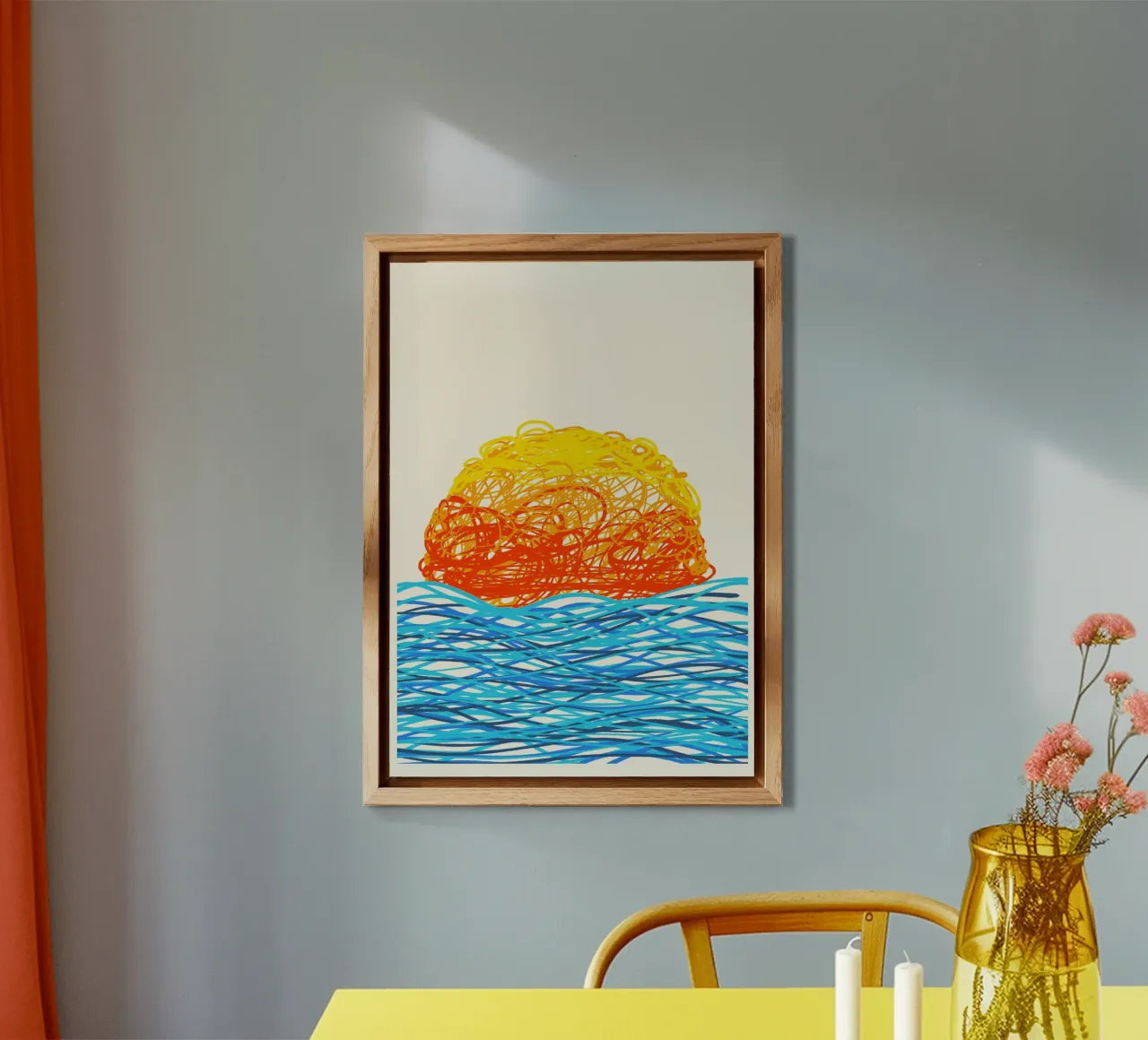 Scribbled Sunset pannello forex da Onom Art