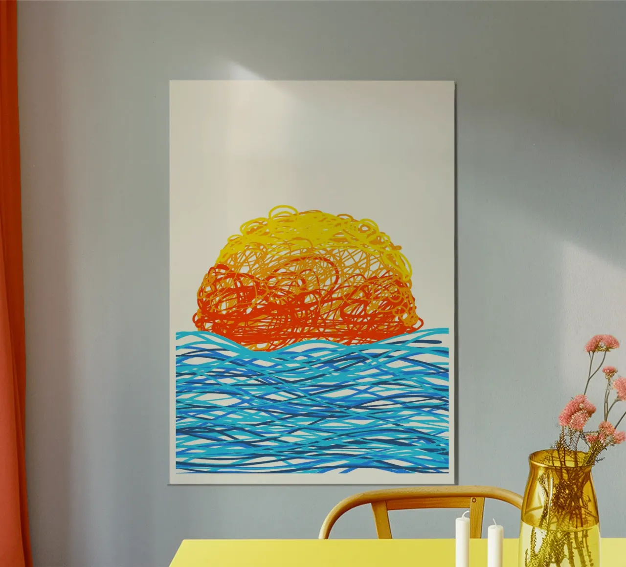 Scribbled Sunset pannello forex da Onom Art