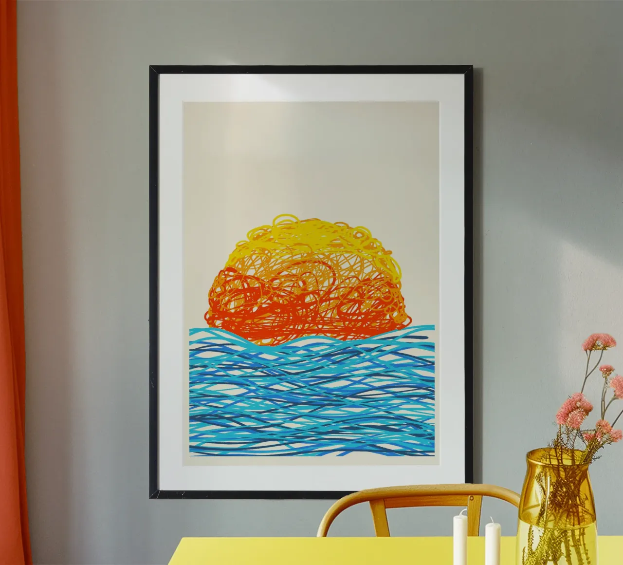 Scribbled Sunset poster by Onom Art