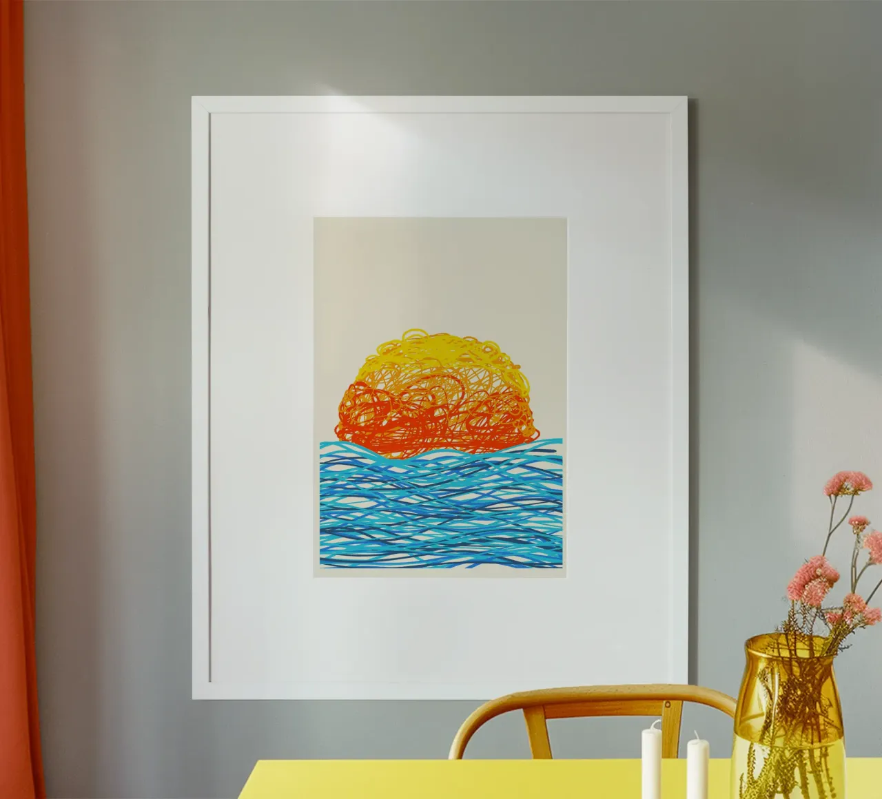 Scribbled Sunset poster by Onom Art