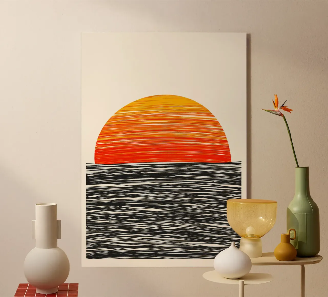 Fiery Sunset Waves plexiglass da Onom Art