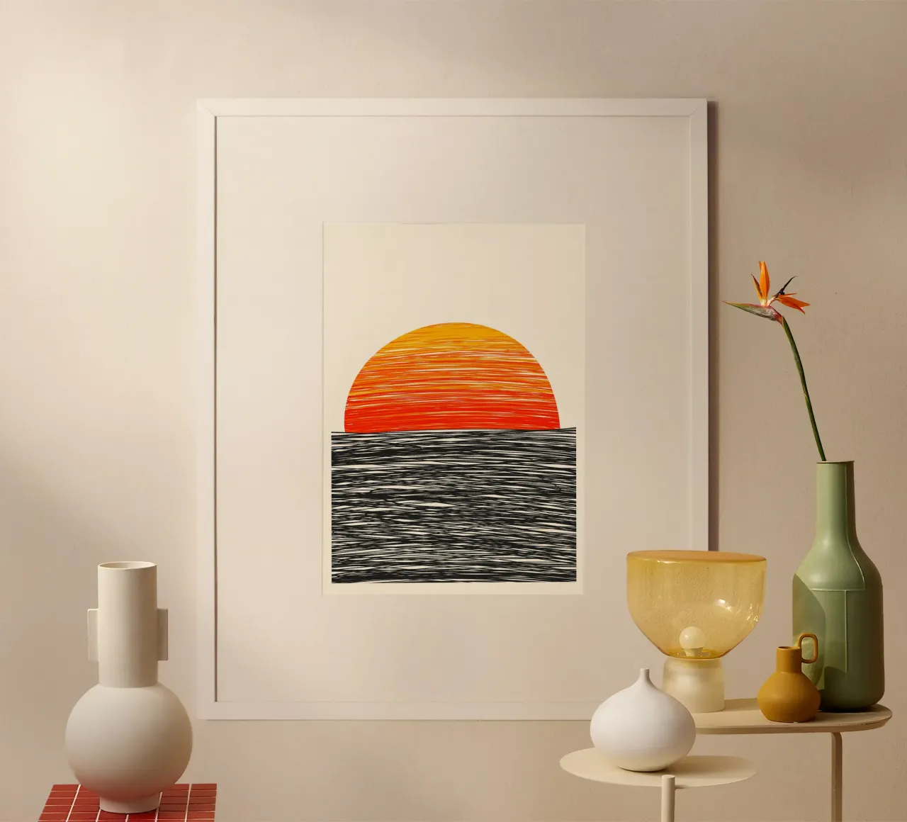 Fiery Sunset Waves poster da Onom Art