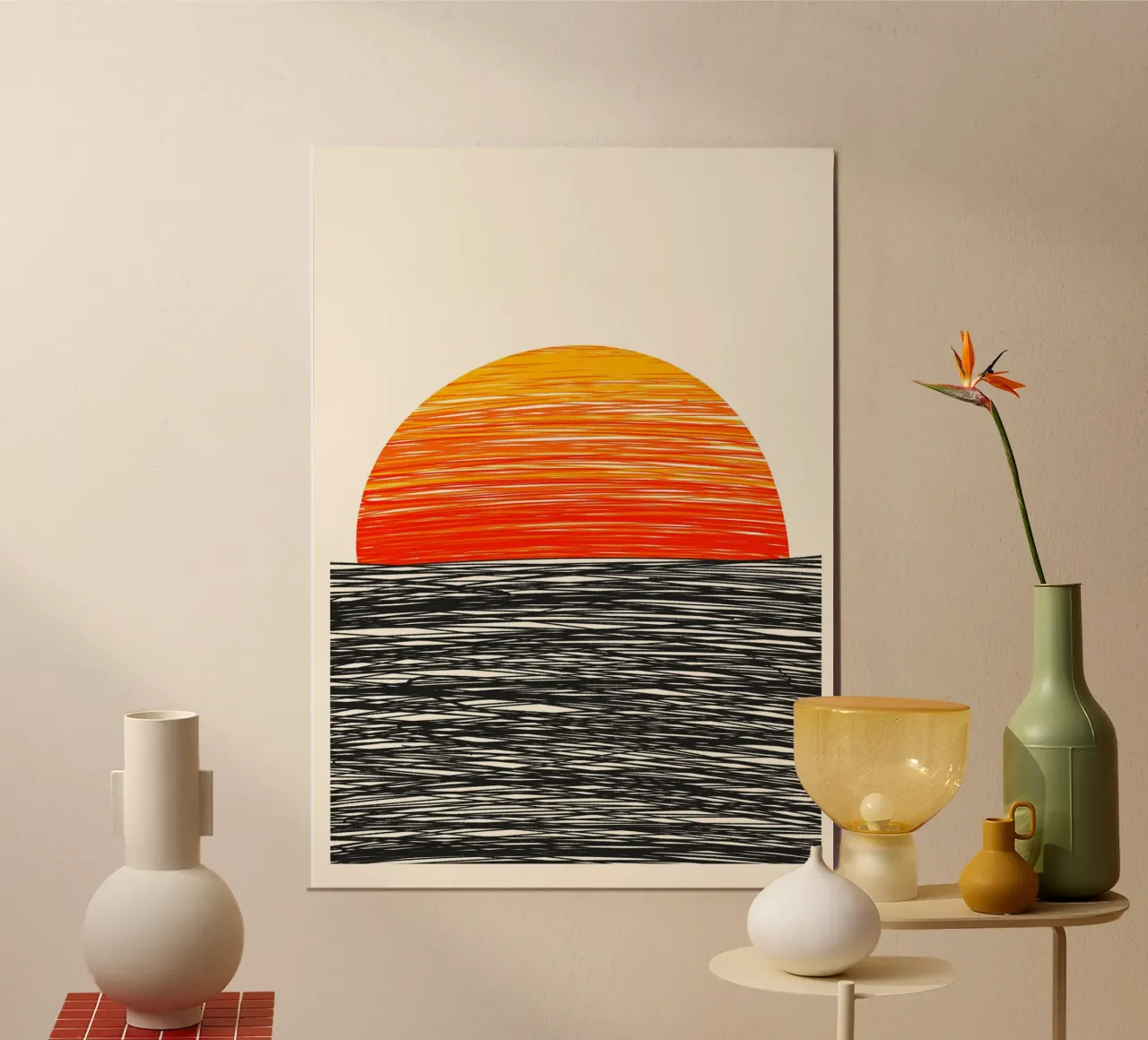 Fiery Sunset Waves poster da Onom Art