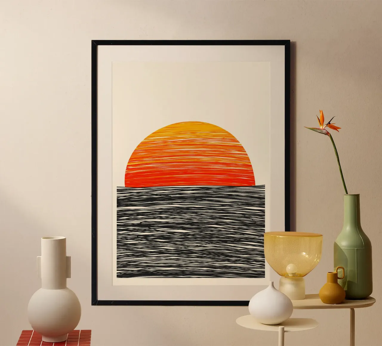 Fiery Sunset Waves poster da Onom Art